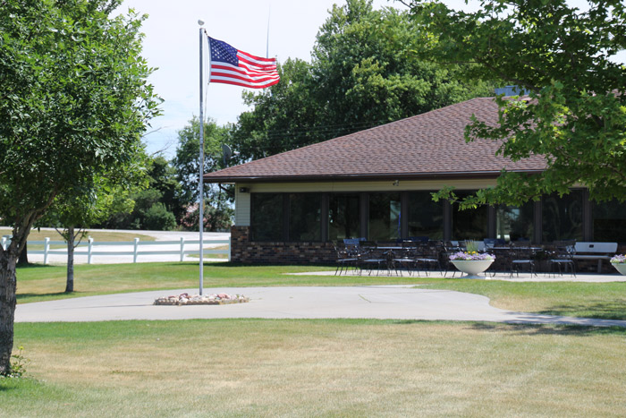 Breda Golf Course American flag and the gazebo